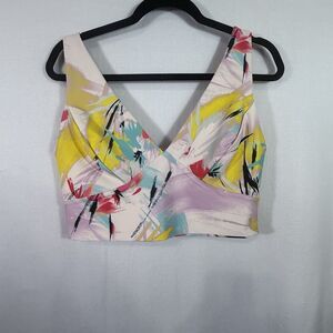 Natori Colorful Abstract Solstice Josie Cami Cropped Top Bra Size L Activewear